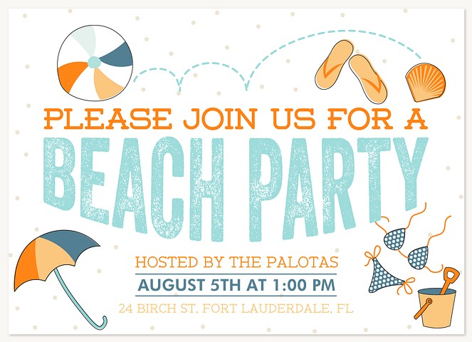 Beach Party Summer Party Invitations