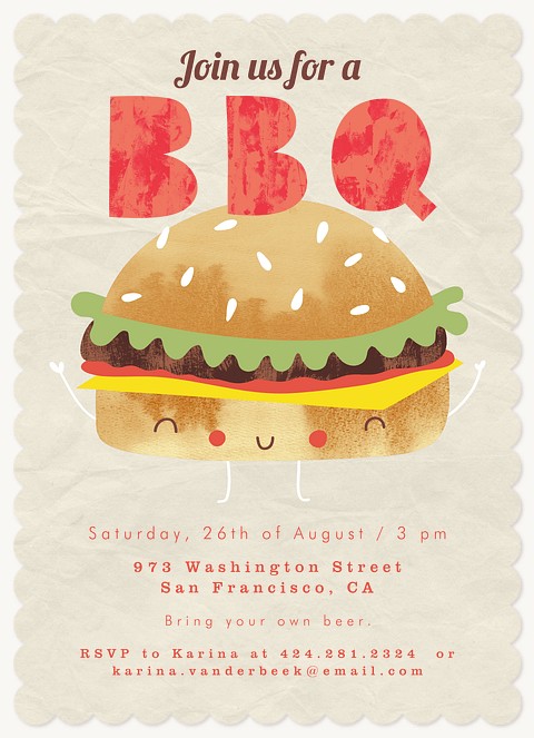 Happy Burger Summer Party Invitations
