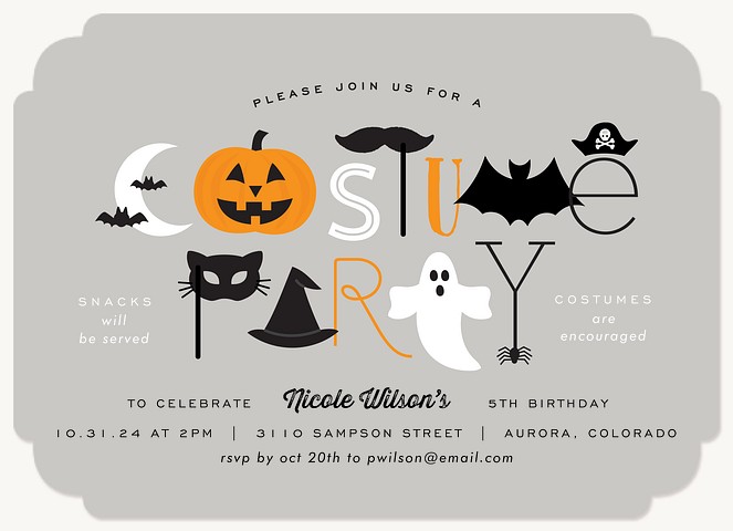 Ghoulish Characters Halloween Party Invitations