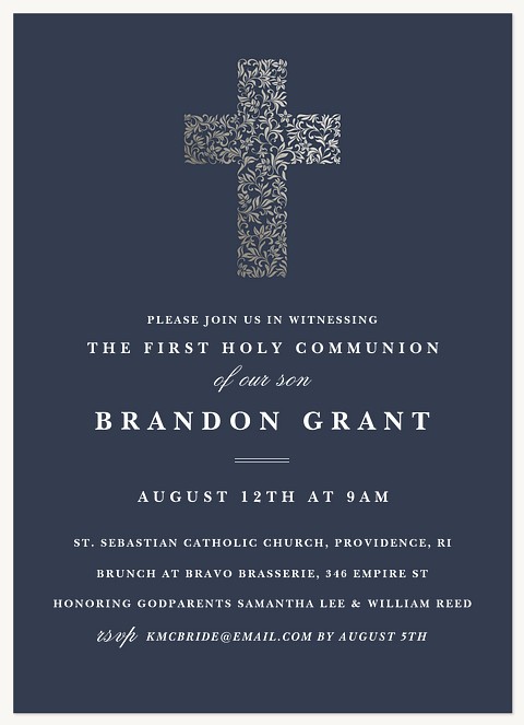 Filigree Faith First Communion Invitations