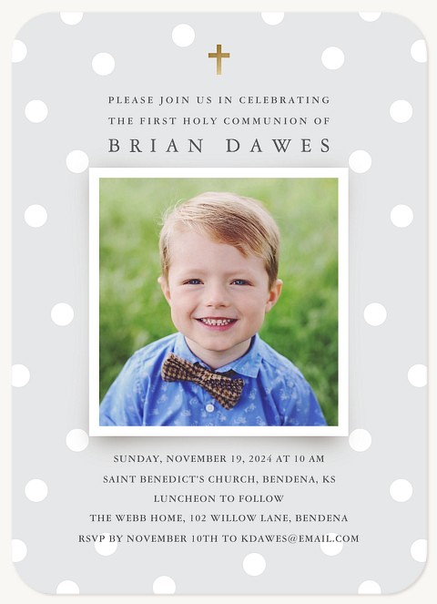 Dotted Communion First Communion Invitations