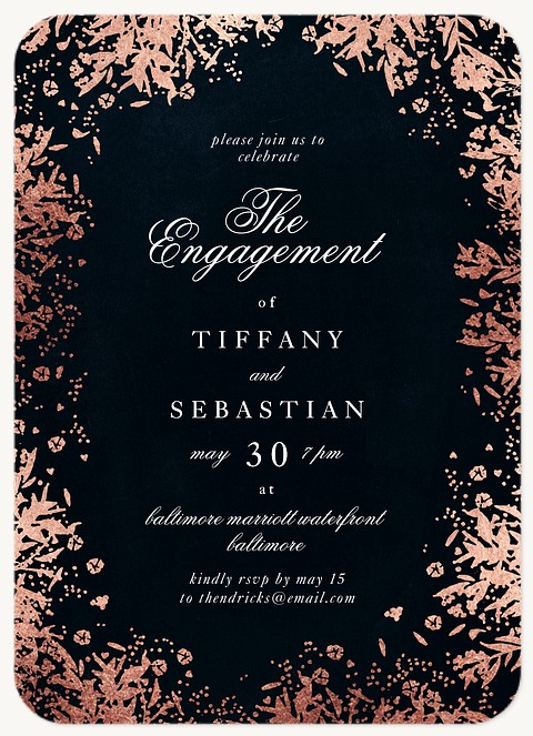 Gilded Botanical Engagement Party Invitations