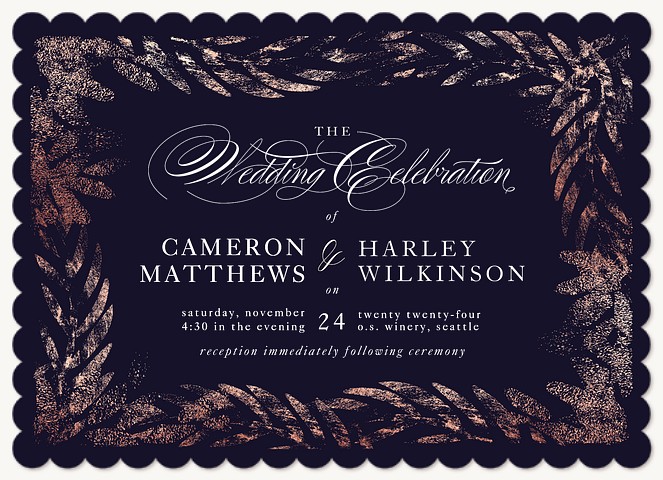 Imprinted Foliage Wedding Invitations