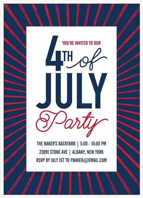 Red, White & Cool Summer Party Invitations