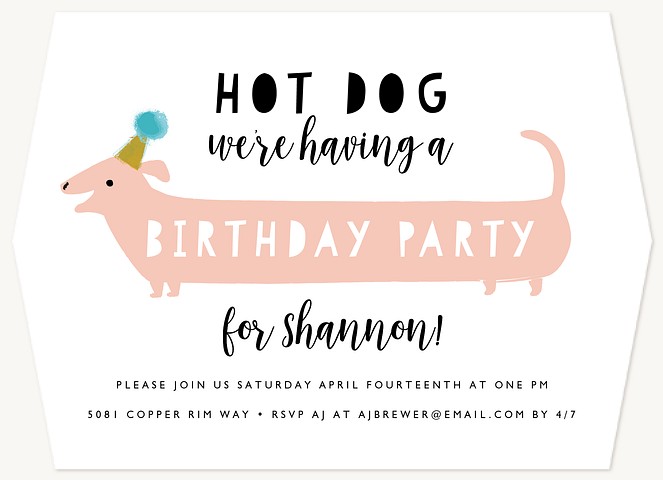 Hot Dog Kids Birthday Invitations