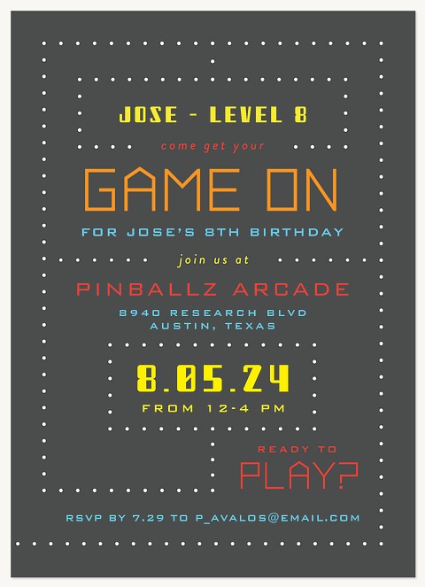 Vintage Arcade Boy Birthday Party Invitations