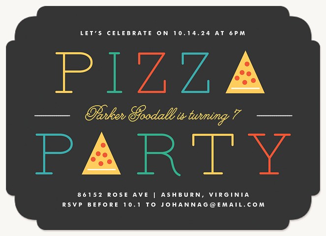 Pizza Pizza Boy Birthday Party Invitations