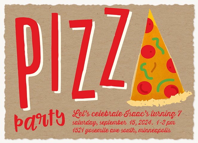 Pizza Box Kids Birthday Invitations