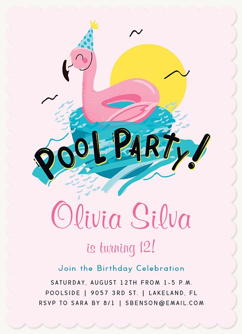 Let's Flamingo Kids Birthday Invitations