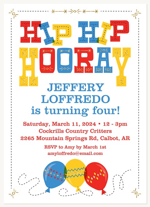 Western Hooray Kids Birthday Invitations