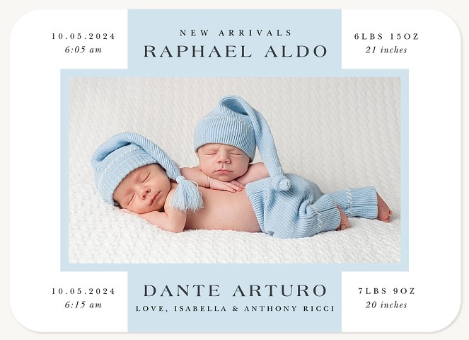 Together Boys Twin Birth Announcements