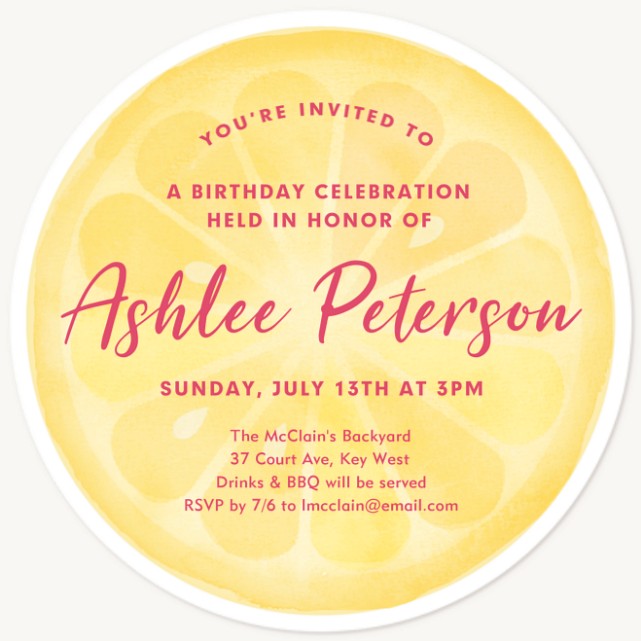 Lemonade Summer Party Invitations