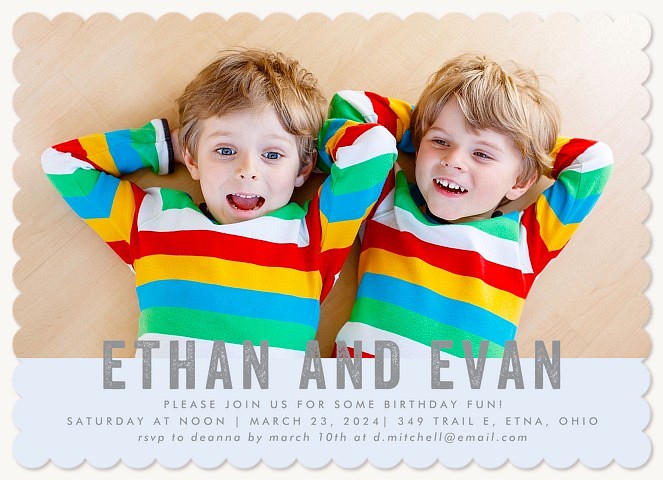 Bold Introduction Twins Birthday Party Invitations