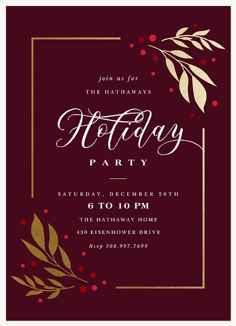 Bordered Laurels Holiday Party Invitations