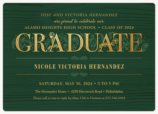 Botanical Letters Graduation Invitations