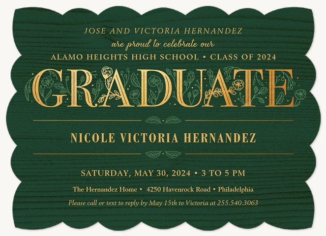 Botanical Letters Graduation Invitations