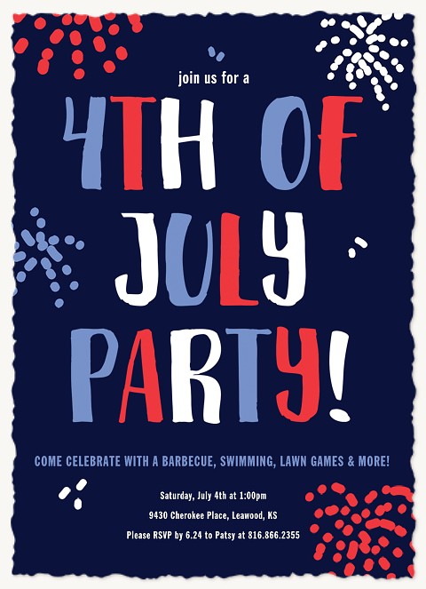 Fourth Fireworks Summer Party Invitations