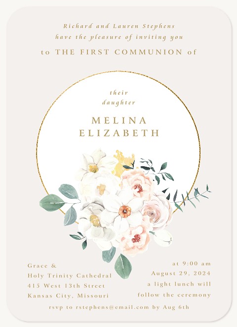 Sweet Wreath First Communion Invitations
