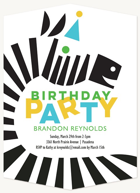 Zebra Stripes Boy Birthday Party Invitations