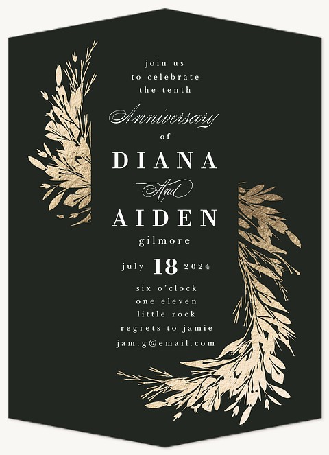 Gilded Greenery Wedding Anniversary Invitations