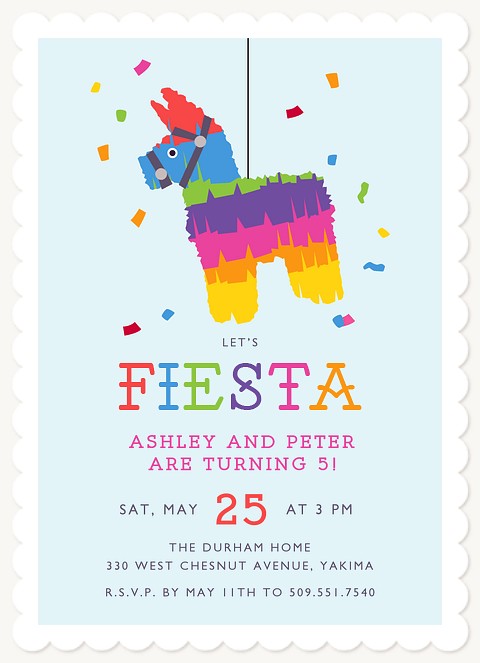 Fiesta Piñata Kids Birthday Invitations