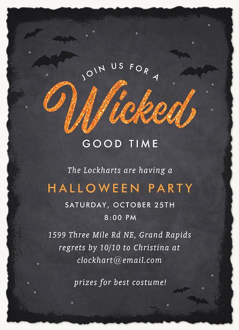 Bats & Glitter Halloween Party Invitations