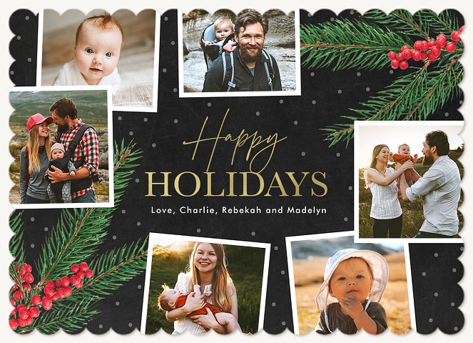 Dots & Holly Personalized Holiday Cards