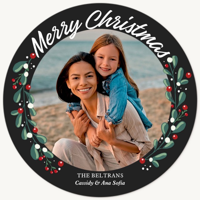 Circle Wreath Personalized Holiday Cards