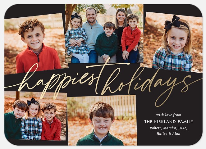 Metallic Script Holiday Photo Cards