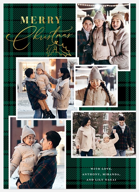 Holly Jolly Plaid Holiday Photo Cards