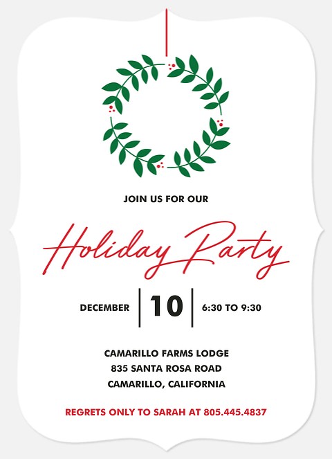 Classic Wreath Holiday Party Invitations