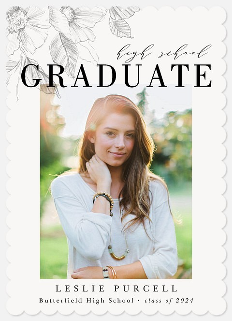 Engraved Flora Graduation Cards