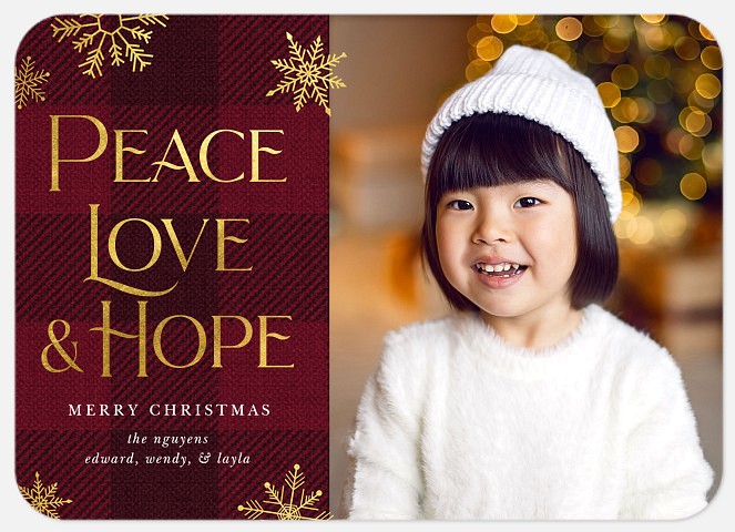 Peace, Love & Plaid Holiday Photo Cards