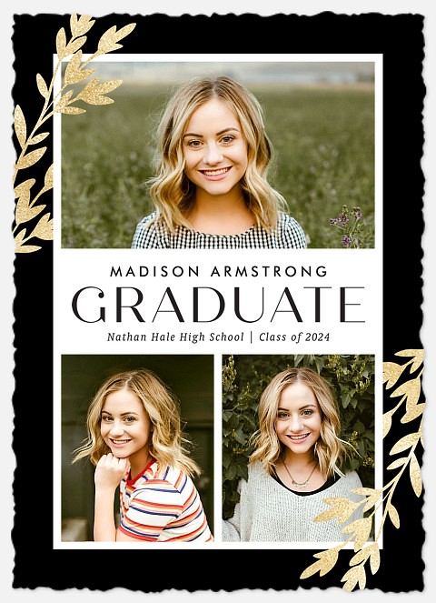 Glittered Laurel Graduation Cards