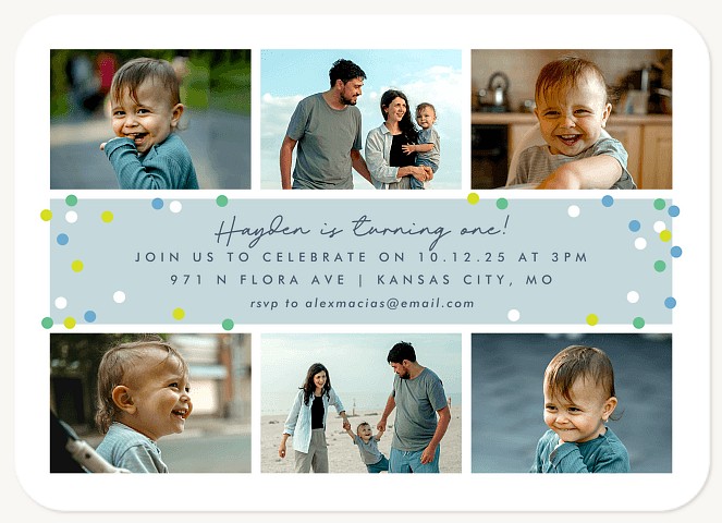 First Year Snapshots Kids Birthday Invitations