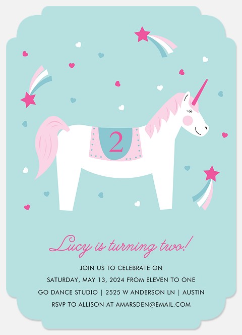 Sweet Unicorn Kids' Birthday Invitations