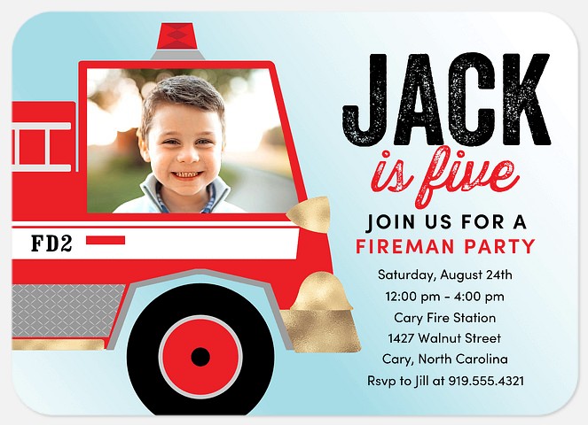 Fireman Party Kids' Birthday Invitations