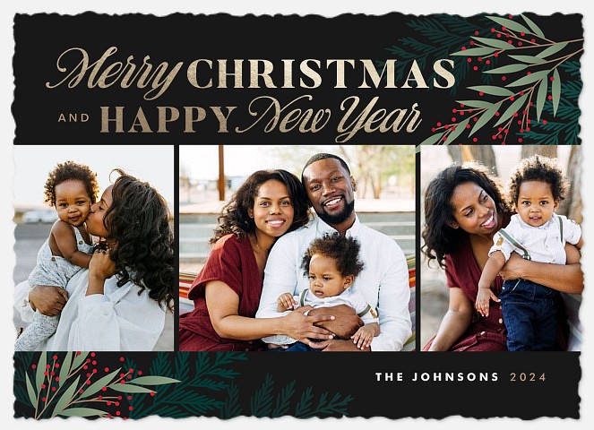 Festive Trio Holiday Photo Cards