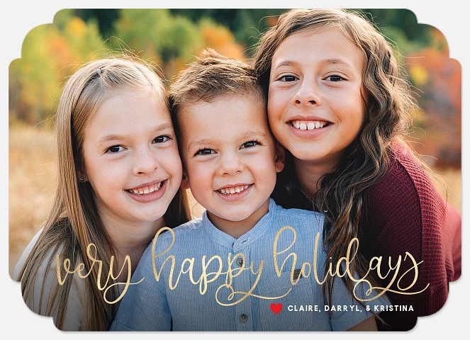 Golden Whimsy Holiday Photo Cards