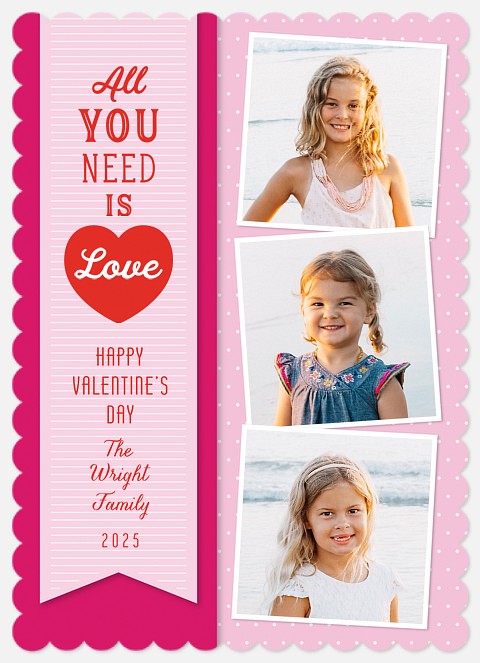 Ribbon Love Valentine Photo Cards