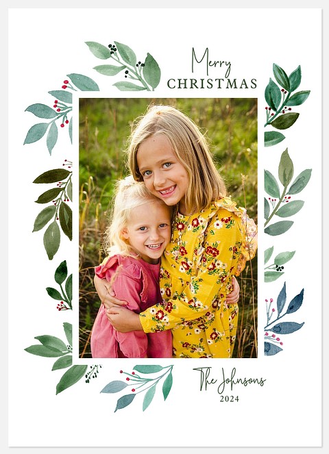 Berried Leaves Holiday Photo Cards