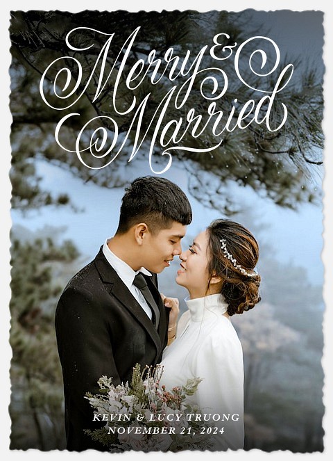 Married Script Holiday Photo Cards