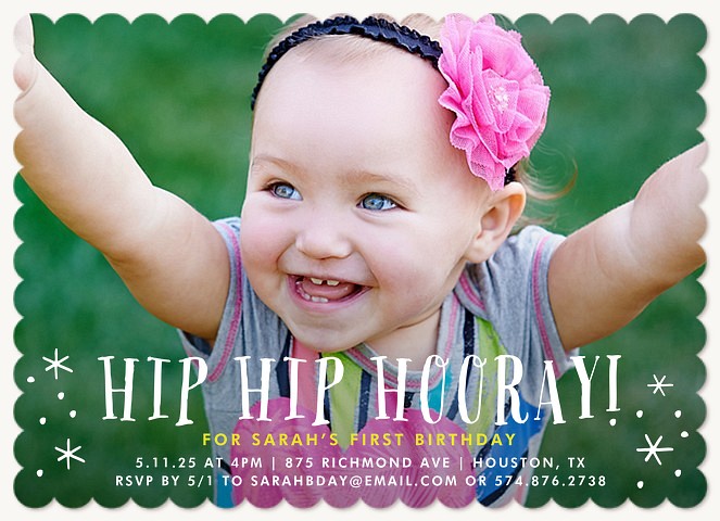 Hip Hip Hooray Kids Birthday Invitations