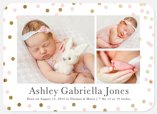 Confetti Announcement Baby Birth Announcements