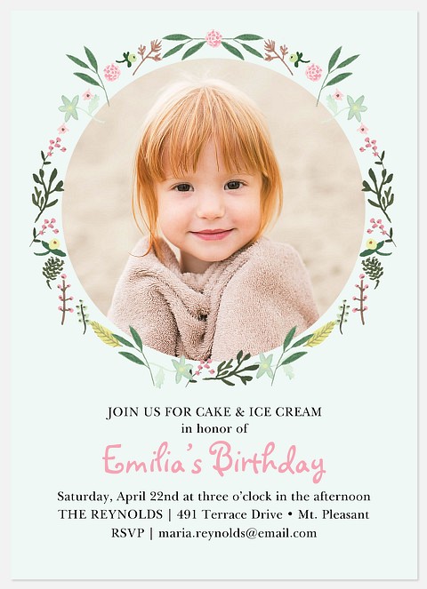 Sweet As A Rose Kids' Birthday Invitations