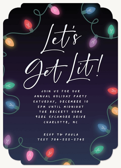 Let’s Get Lit Holiday Party Invitations