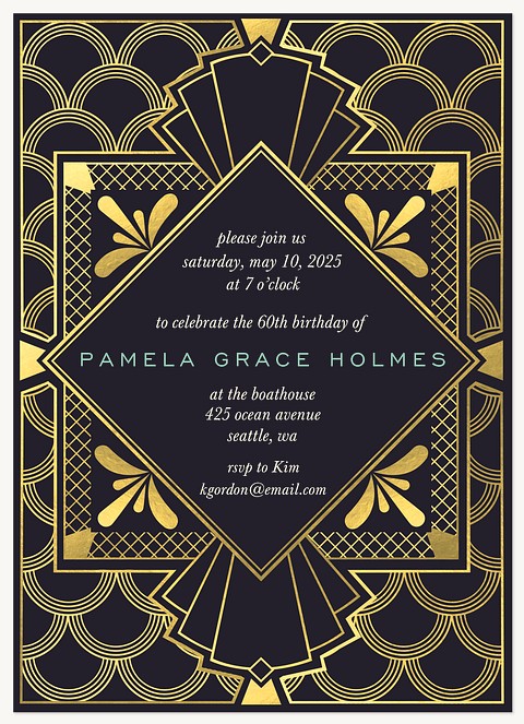 Deco Nouveau Adult Birthday Party Invitations