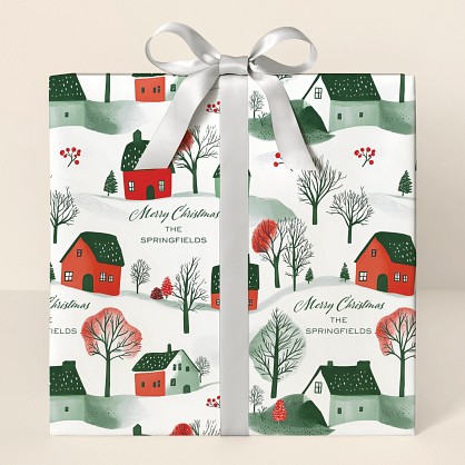 Merry Christmas Village Wrapping Paper
