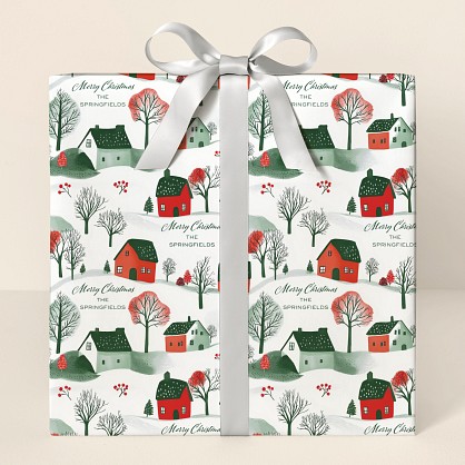 Merry Christmas Village Wrapping Paper