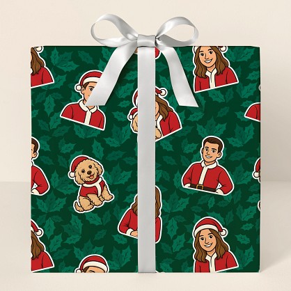 Cartoon of You Santa's Suit Wrapping Paper